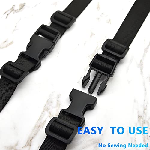 MELORDY 1 inch Buckles Straps Set with 10 Yards Nylon Webbing Strap,10 pcs Quick Side Release Plastic Buckle, 20 pcs Tri-glide Slide Clip for Luggage Strap, Backpack Replacement (Black)
