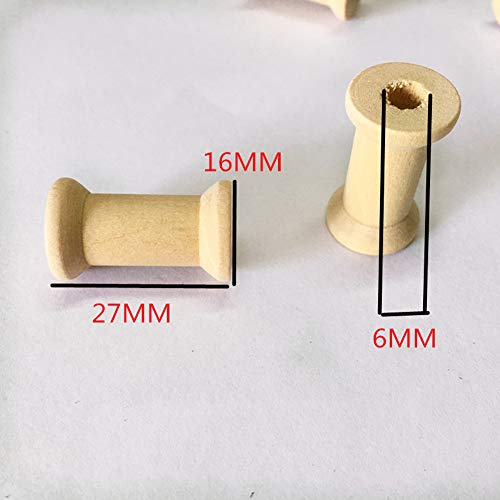 20 Pieces Wooden Empty Spools Empty Sewing Spools Wooden Sewing Bobbins Sewing Thread Ribbon Holder Wooden Empty Bobbins Thread Spool Sewing Tool(27 mm x 16 mm)