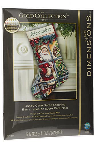 Dimensions Santa Claus Gold Collection Personalizable Counted Cross Stitch Christmas Stocking Kit, 16" Long, 16 Cnt. Dove Grey Aida