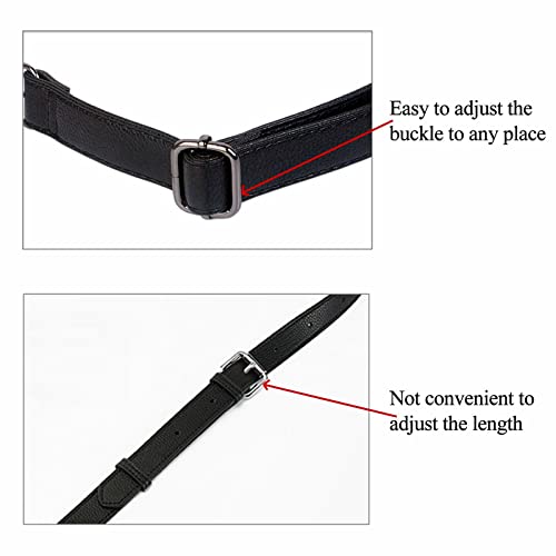 Beaulegan Purse Strap Replacement - Full Grain Microfiber Leather - 59 Inch Long Adjustable for Crossbody Shoulder Bag - 0.7 Inch Wide, Black / Gold
