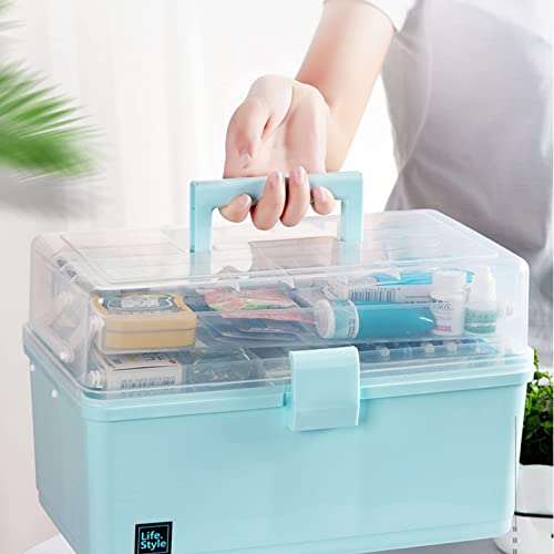 3 Layers Plastic Portable Storage Box, Multipurpose Organizer and Storage Case for Art Craft and Cosmetic, Portable Handled Storage Box for Home, School, Office