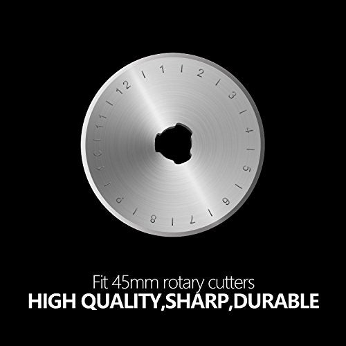 KISSWILL Rotary Cutter Blades 45mm - 10 Pack Mix Pack 45 mm Rotary Cutting Blades Fits for OLFA Fiskars Martelli Truecut 45mm Rotary Cutter Replacement Blades, Sharp and Durable
