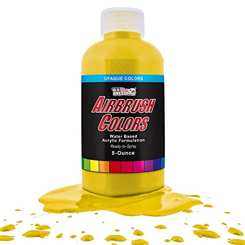 US Art Supply Bright Yellow Opaque Acrylic Airbrush Paint 8 oz.- Ready to Spray and Also Great Acrylic for Pouring Art