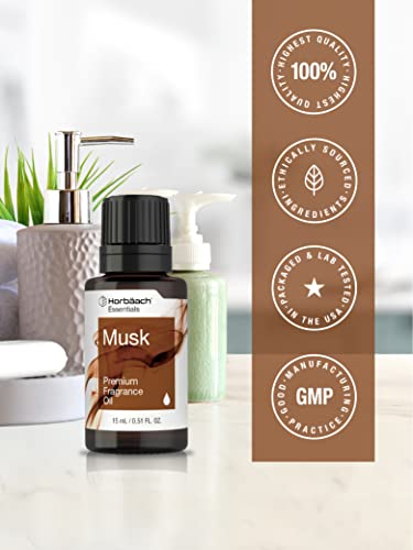 Musk Fragrance Oil | 0.51 fl oz (15ml) | Premium Grade | for Diffusers, Candle and Soap Making, DIY Projects & More | by Horbaach