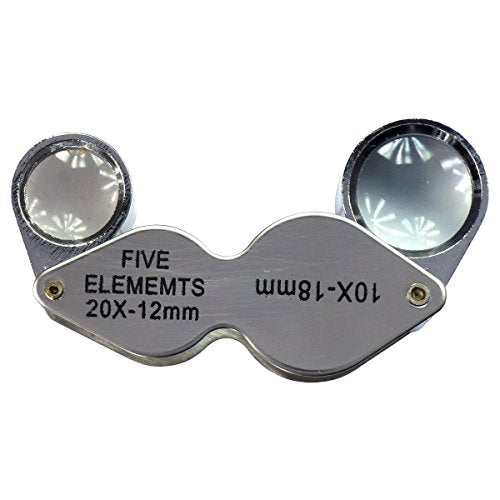 HTS 203B0 20x 12mm / 10x 18mm Dual Stainless Steel Jeweler's Singlet Loupe