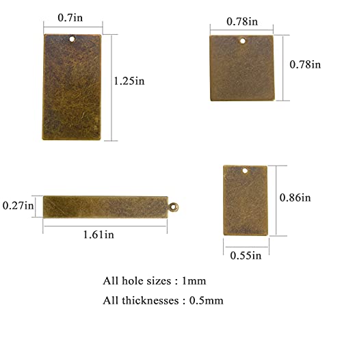 AKHAT - Brass Metal Stamping Rectangle Blanks for Metal Stamping and Jewelry Making Supplies (4 Size, 24 Pack, Antique Bronze)