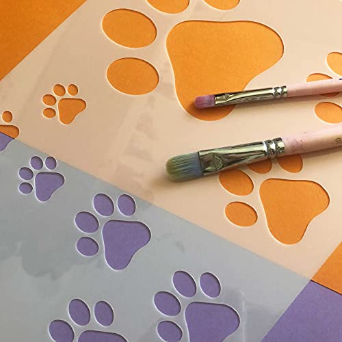 Stencil Stop Paw Prints Stencil - Dog and Cat Print Shapes - 14 Mil Mylar Plastic [Various Sizes]