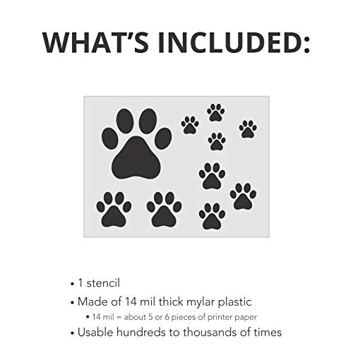 Stencil Stop Paw Prints Stencil - Dog and Cat Print Shapes - 14 Mil Mylar Plastic [Various Sizes]