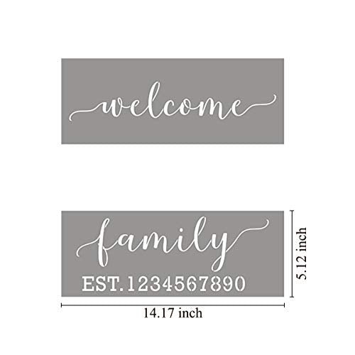 Family Farmhouse Stencils for Painting on Wood - 20 Pack Large Inspirational Words Quotes Saying Sign Stencil Templates, Welcome Believe Blessed Thankful and More, Reusable Letter Stencils for Walls