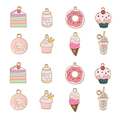 DanLingJewelry 40pcs 8 Styles Cute Enamel Charms Enamel Cake Donut Ice Cream Dangle Charms for DIY Necklace Earrings Jewelry Making