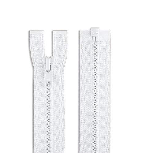 9" Molded Plastic Jacket Zipper White 9 inch Zip for Sewing Craft