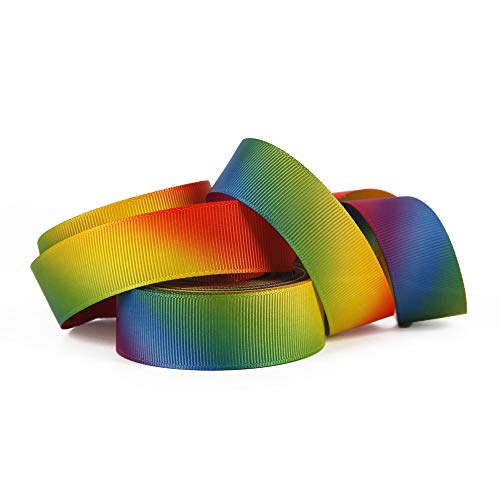 Tvoip 1-1/2"(38mm) 25Yards Double Sided Pastel Rainbow Polyester Ribbon,DIY Handmade Materials,Wedding Gift (Rainbow 2)