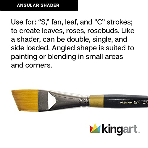 KINGART Original Gold 9400-1/4 Angle Series, Premium Golden Taklon Multimedia Artist Brushes