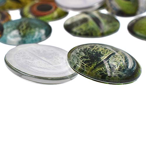 10 Pairs 30mm Glow in the Dark Glass Lizard Eyes Round Dome Glass Cabochons Flatback for DIY Craft Clay Animal Gecko Eyes