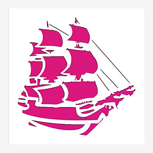 Pirate Ship Stencil Reusable Sturdy Flexible Transparent 13 x 13 Inches 10mil Mylar Arts and Crafts Material Scrapbooking for Airbrush Painting Drawing