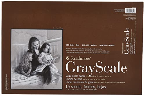 Strathmore 400 Series Gray Scale Pad, Assorted Tints, 12"x18" Glue Bound, 15 Sheets