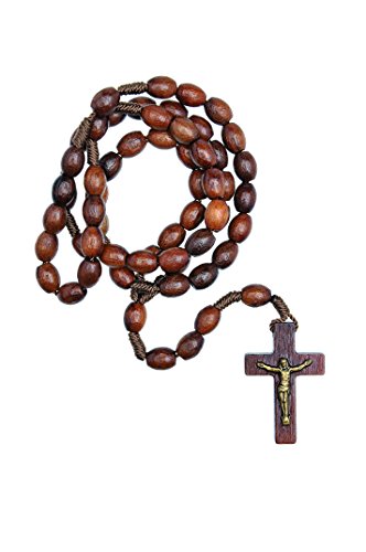 Intercession First Wood Rosary - Made in Brazil (Walnut - 6/8mm Beads