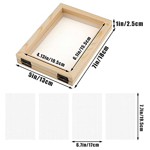 LUTER 5x7 Inch Wooden Paper Making Kit Including Wooden Paper Making Mould Frames and Meshes, Papermaking Screen for DIY Paper Craft Dried Flower Handcraft