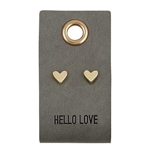 Santa Barbara Design Studio Fleur Jewelry Gold Stud Leather Tag Earrings, Heart