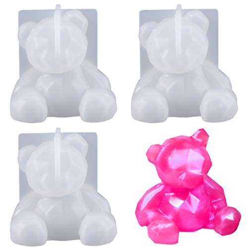 KuuGuu 3 Pack 3D Bear Resin Mold Silicone Bear Epoxy Soap Mould Phone Holder Silicone Mold for DIY Crafts Accessories