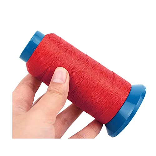 Red Sewing Thread 1500 Yards Weaving Thread Size 210D with 12 pcs of 9cm-C Type Needles/Curved Hair Needles for Sewing