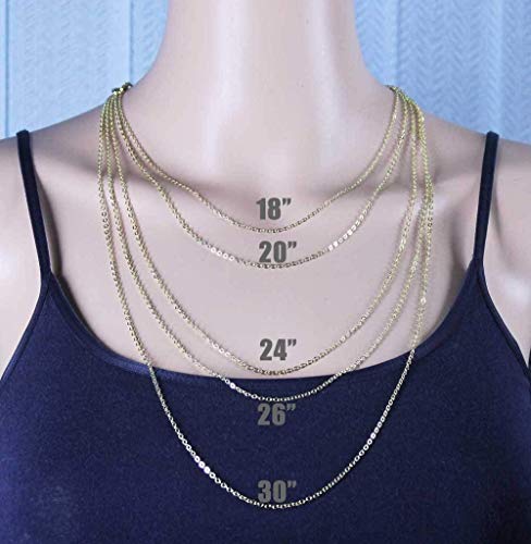 Wholesale 12 PCS Gold Plated Brass Flat Cable Chain Finished Necklace Chains Bulk for Jewelry Making (30 Inch(2 MM))