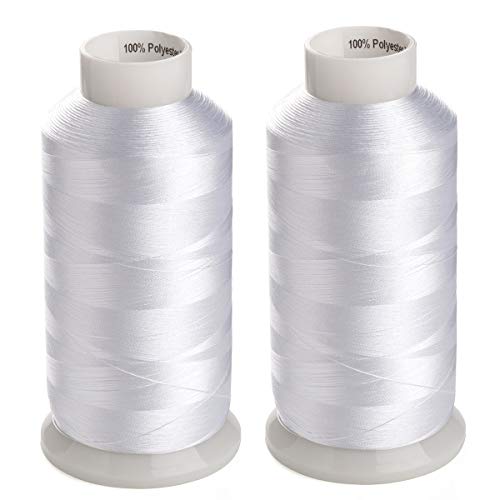 Simthread 2 Huge Spools White Bobbin Fill Thread 60WT for Embroidery Machine and and Sewing Machines - 5500 Yards Ea