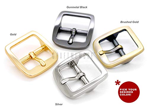 CRAFTMEMORE 3/4 Inch Single Prong Belt Buckle Square Center Bar Buckles Craft Accessories SC04 - Pick Color (4 Pack, Gunmetal)