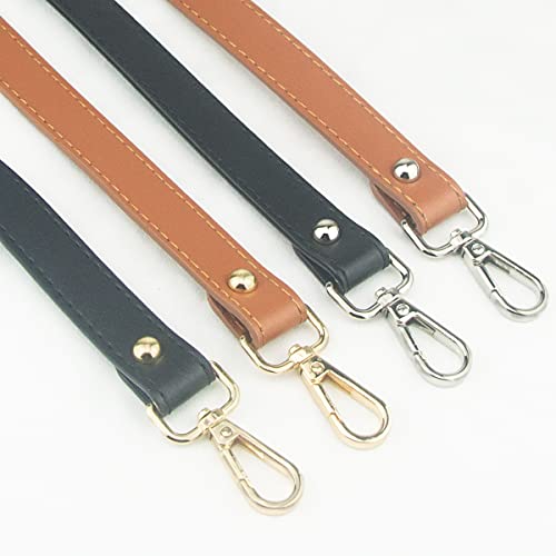 SUPXINJIA Purse Leather Handles Replacement - for Crossbody Bag or Handbag, 23.6 inch Long,2 PCS (Camel Silver)