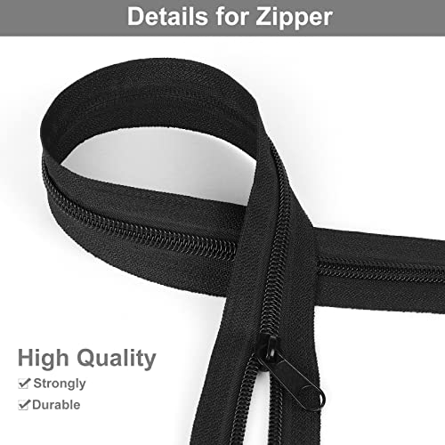 5Yards Bulk Zipper, #5 Zippers for Sewing, Black Nylon Coil Zipper by The Yards, Replacement Sewing Zipper with 20PCS Zipper Sliders for DIY Sewing Craft Bags by MiniRed (#5 Black)