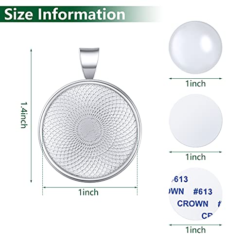 120 Pieces Sublimation Pendant Trays Set Sublimation Pendant Blanks Includes 30 Round Bezel Blank Trays 30 Transparent Glass Cabochons 30 Round Aluminum Sheets 30 Adhesive Sheets for Jewelry Making