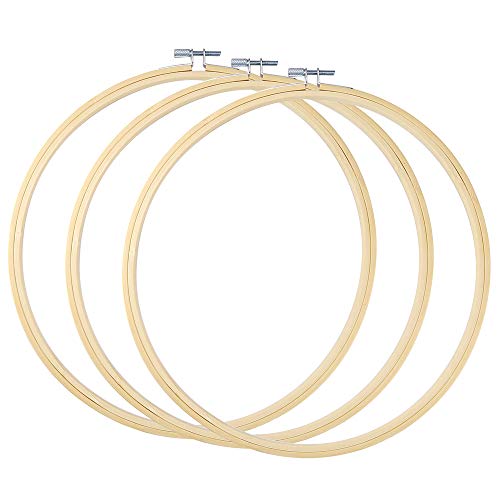Caydo  3 Pack 12 Inch Wood Embroidery Hoop Circle Cross Stitch Hoop Ring for Art Craft Handy Sewing
