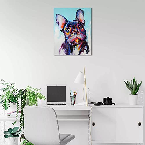 TISHIRON Oil Hand Painting French Bulldogs DIY Paint by Numbers Dog Portrait Painting on Canvas for Adults Beginner Kids Drawing with Brushes Christmas Gift Wall Decorations 16" W x 20" L