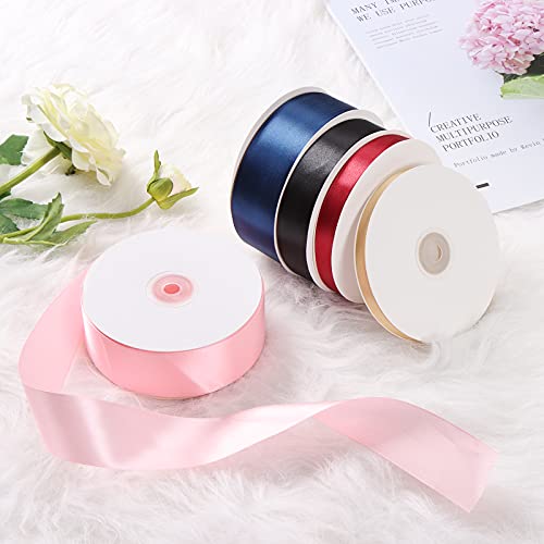 Ewaymado Solid Color Hot Pink Double Faced Satin Ribbon 3/8" X 50 Yards, Fabric Ribbons Perfect for Wedding and Party Decoration,Gift Wrapping, Sewing, Crafts