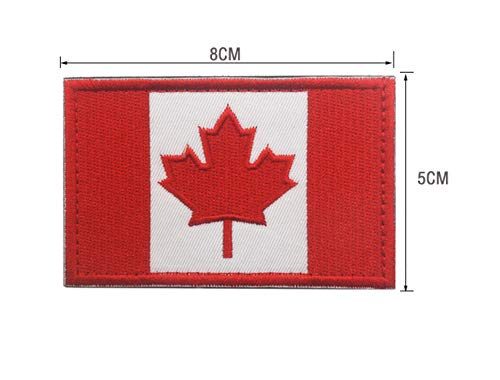 Canadian Flag Maple Leaf Patch Canada Hook Loop Embroider Sew On Motorcycle Biker Tactical Tags Patch for Travel Backpack Hats Jackets Team Uniform (White Red)