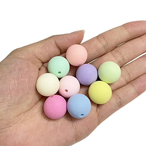 Jmassyang 100 Pieces 18mm Candy Color Acrylic Round Frosted Beads Assorted Candy Color Mix Plastic Pastel Matte Loose Spacer Mixed for Jewelry Making Bracelets Necklaces DIY Crafts