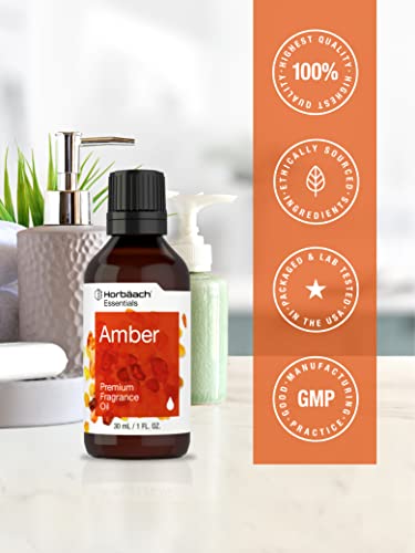 Premium Grade Amber Fragrance Oil | 1 fl oz (30ml) | for Diffusers, Candle and Soap Making, DIY Projects & More | by Horbaach