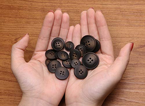 PENTA ANGEL Round Resin Buttons 40Pcs Assorted Size Flatback Sewing Buttons 4 Holes Craft Buttons Snaps with Stripe Flower for Scrapbooking Sewing Coats Clothes Suit (E-40PCS)