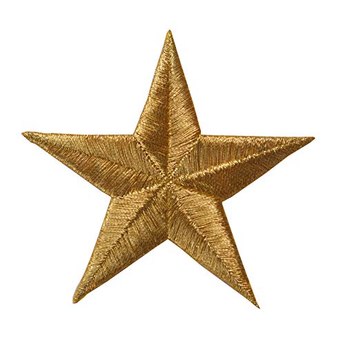 ETDesign #E02197 Embroidery Iron On Star Applique Patch - 3" by 3" (Gold)