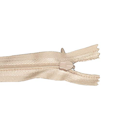 CONSANTO Invisible Zippers for Sewing, Nylon Coil Conceal Zippers for Tailor Sewing Crafts, Pack of 20 (20 inch, Beige)