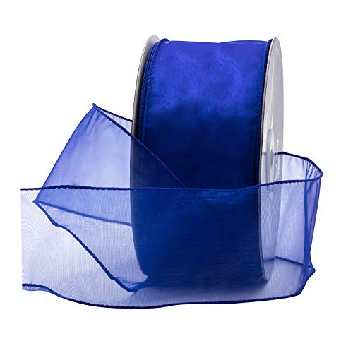 Royal Imports Organza Wired Sheer Ribbon 2.5" (#40) for Floral & Craft Decoration, 50 Yard Roll (150 FT Spool), Royal Blue