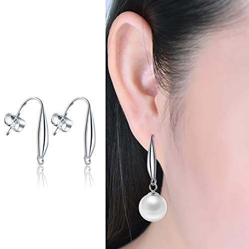 50pcs Earring Hooks Teardrop Ear Wire Hooks with 50pcs Stainless Steel Butterfly Earring Backs for Jewelry Making