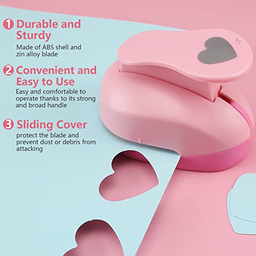 MyArTool Heart Paper Punch, 1.5 Inch Heart Punches for Paper Crafts, 38mm Heart Hole Punch for Making Scrapbook Pages, Memory Books, Card Making, Journals, Gift Tags, Homemade Confetti