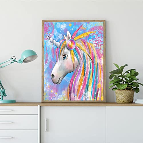 ROUKANNGE Unicorn 5D Diamond Painting,Adult Diamond Painting kit, Round Diamond,DIY ,Home Decoration,Wall Decoration,Creative Gifts(12×16inch)