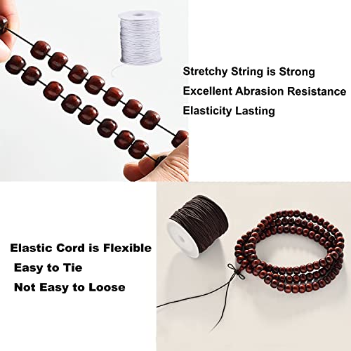 Elastic Cord for Bracelets, 2 Rolls 1 mm 330 Feet Sturdy Bracelet String, Stretchy Elastic String for Jewelry Making, Necklaces, Beading