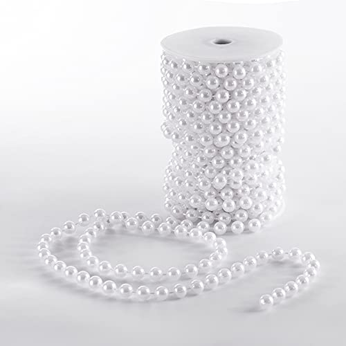 Craft String Pearls 10MM Pearl Bead, 33 Feet White Faux Pearl Garland Spool Roll Strand Wedding Party Decoration