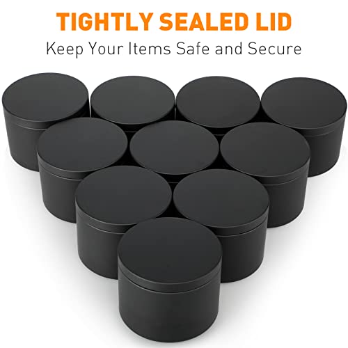 Black Candle Tins 8 oz, 24 Pcs Matte Black Candle Jar with Lids, Empty Metal Candle Container Round Candle Mold Vessel Supplies for Candle Making, Storage, Christmas Candle Gifts