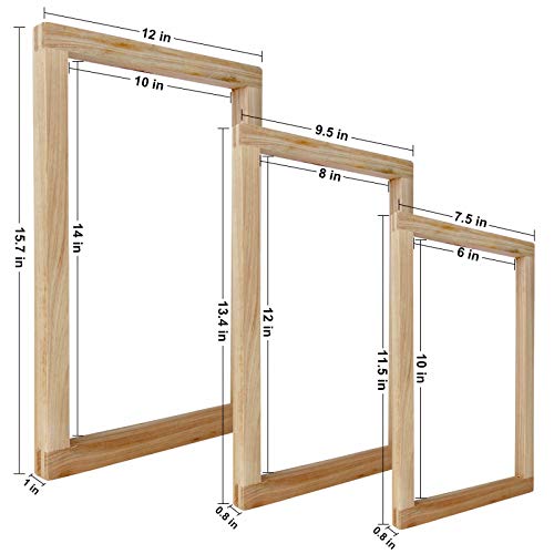 Colovis 23 Pcs Screen Printing Starter Kit, Include 3 Sizes Wood Silk Screen Printing Frame, Screen Printing Squeegees, Transparency Inkjet Film, Masking Tape and Ink Spatula for Screen Printing