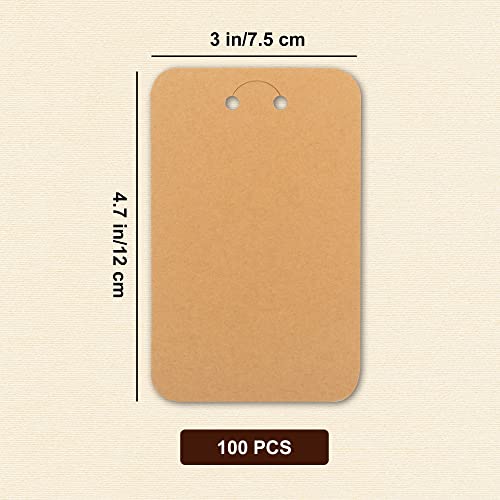 Temlum 100 Pcs Keychain Display Cards with Self-Sealing Bags, 3'' x 4.7'' Keychain Cards Holder for Display Keyring Cards Jewelry Packaging Supplies (Brown)