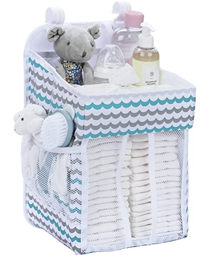 Cradle Star Hanging Diaper Caddy - Baby Shower Gifts Diaper Organizer for Changing Table - Hold 50+ Diapers - Nursery Baby Essentials for Newborn - Wave Design - 17x9x9 inches